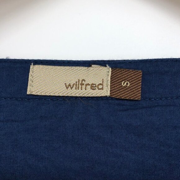 Wilfred Aritzia Navy Blue 3/4  balloon sleeve gold studded scoop neckline tunic - Picture 4 of 15